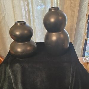 New Black 5 And 6 1/2 Inch Bud Vase‎ Set